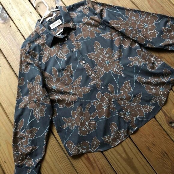 Orvis Tops - Orvis women's size 6 black & brown floral long sleeve button up shirt top